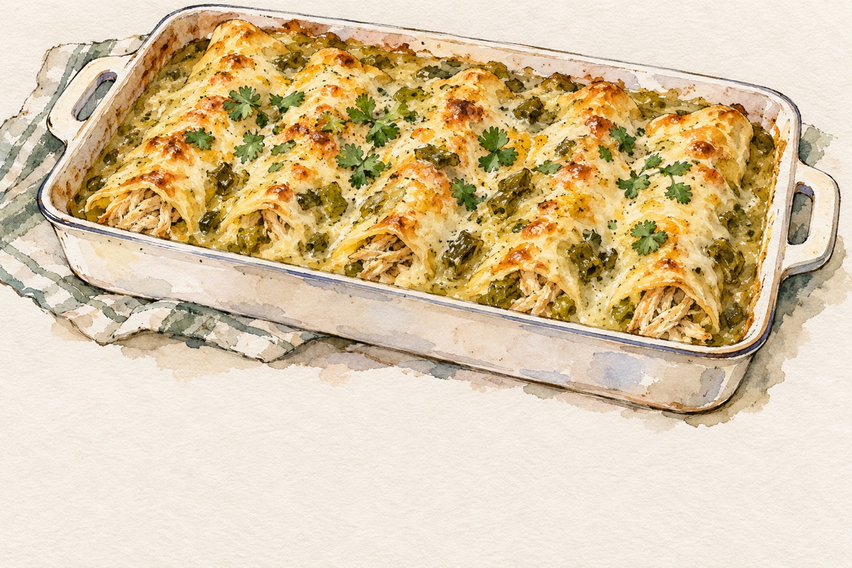 Creamy Green Chile Chicken Enchiladas