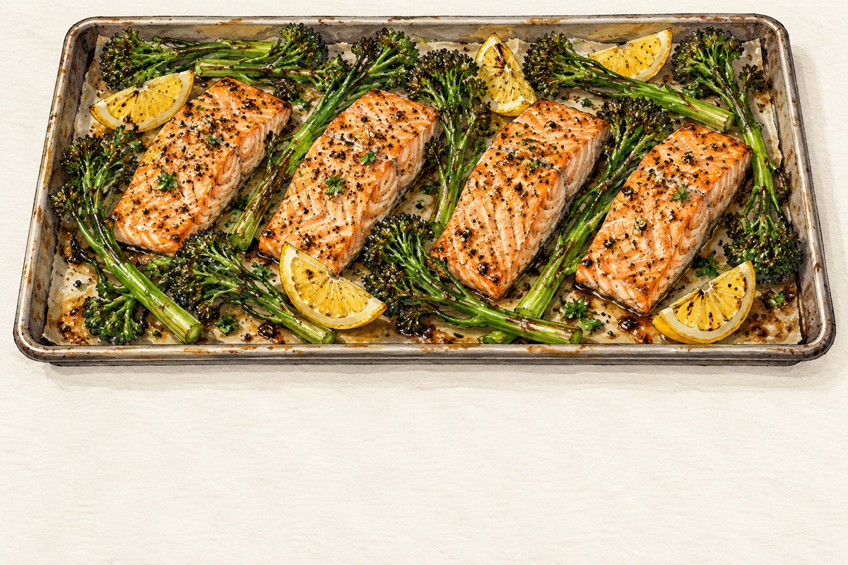 Sheet Pan Salmon and Broccolini