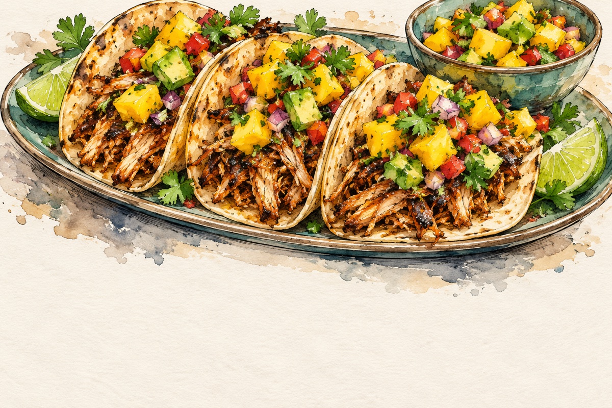 Slow-Cooker Jerk Chicken Tacos With Caribbean Salsa