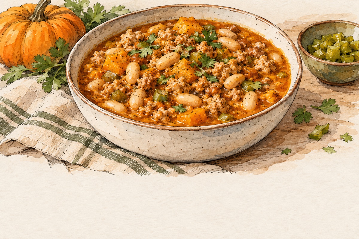 Slow Cooker Turkey, White Bean, And Pumpkin Chili
